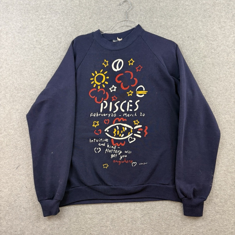 Vintage‎ Pisces Astology Zodiac Horoscope Sweatshirt Crewneck Adult/ Womens L